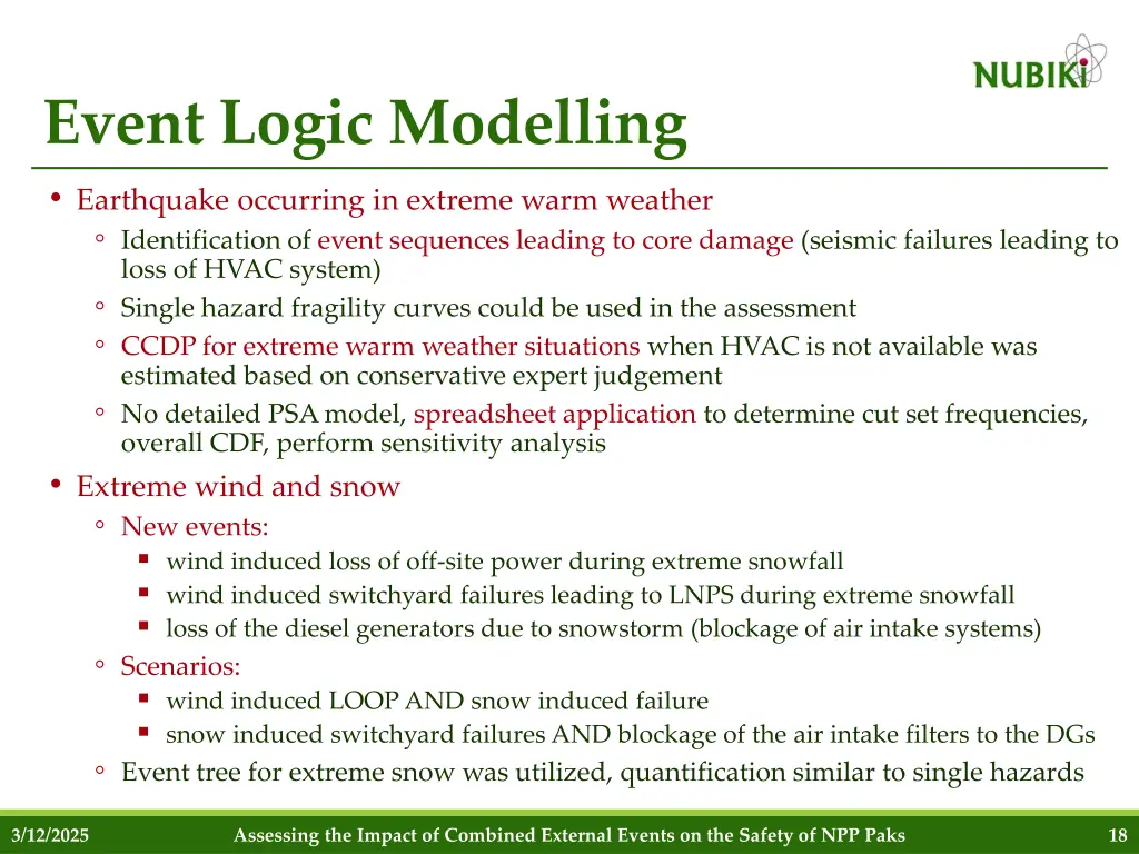 event logic modelling earthquake occurring