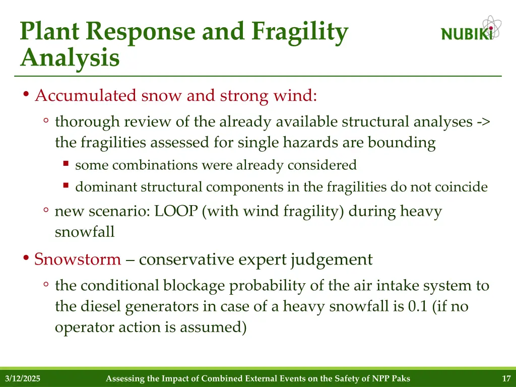 plant response and fragility analysis accumulated
