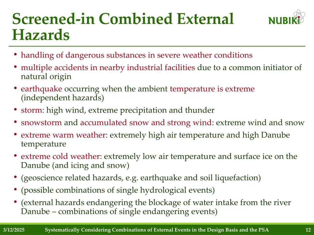 screened in combined external hazards handling