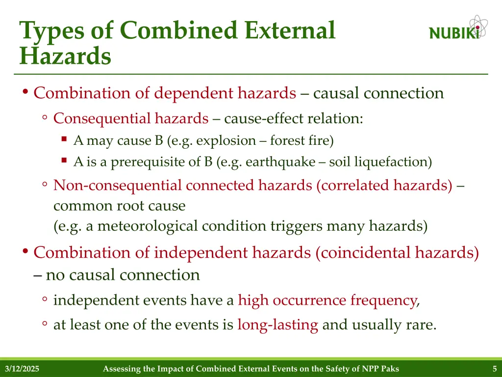types of combined external hazards combination