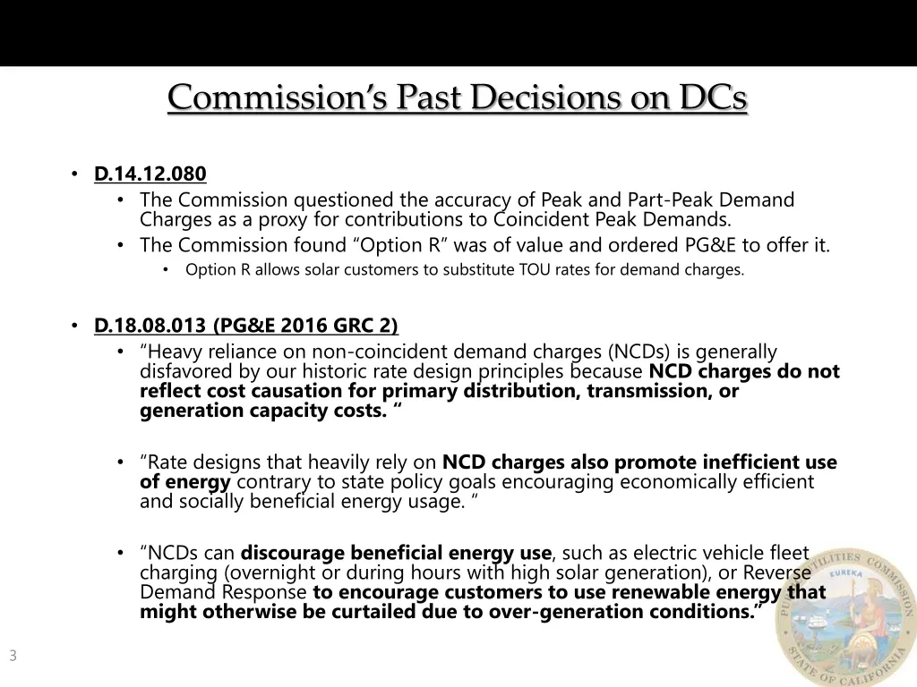 commission s past decisions on dcs