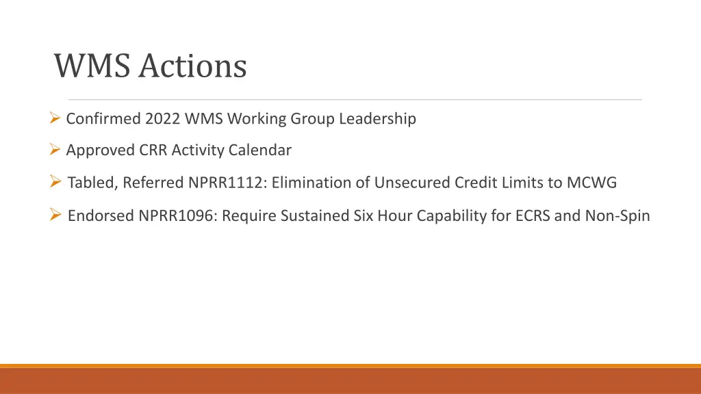 wms actions