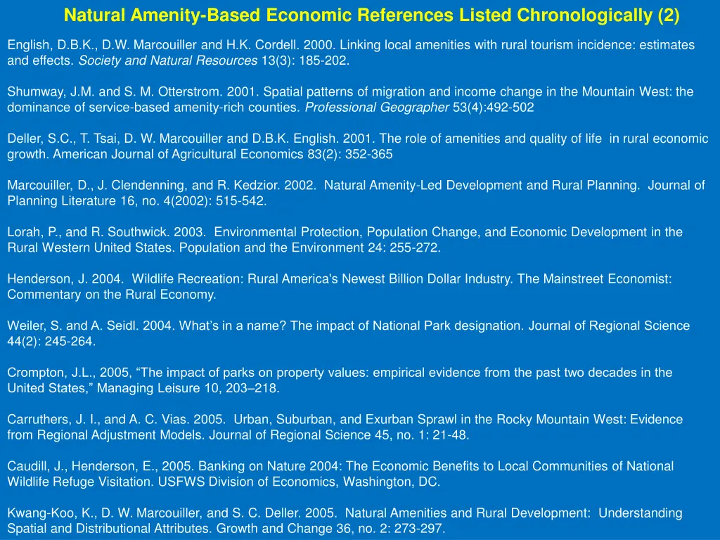natural amenity based economic references listed 1