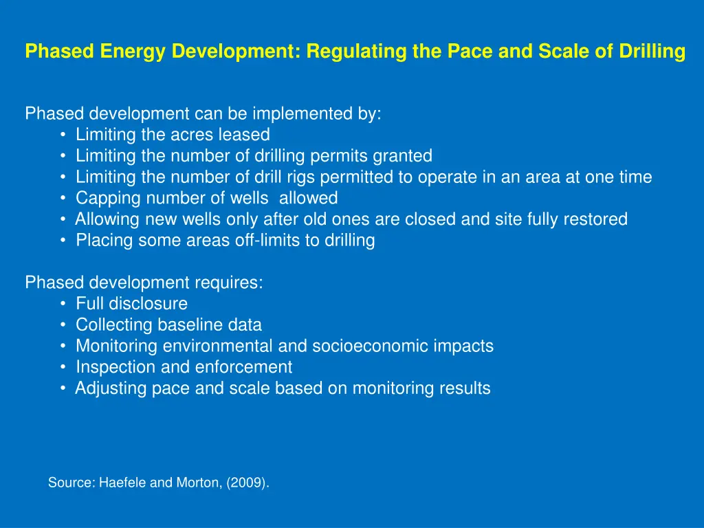 phased energy development regulating the pace
