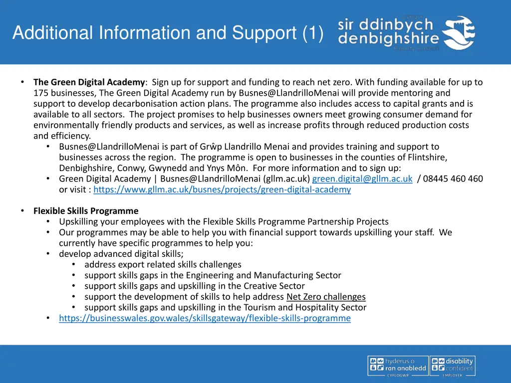 additional information and support 1 1
