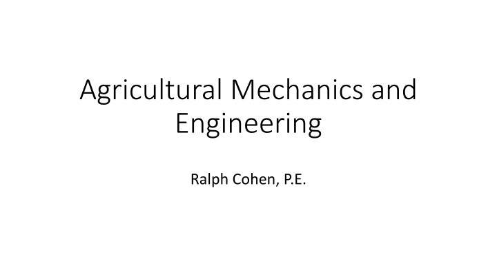 agricultural mechanics and engineering