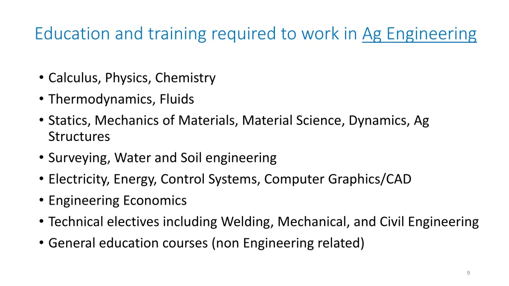 education and training required to work 1