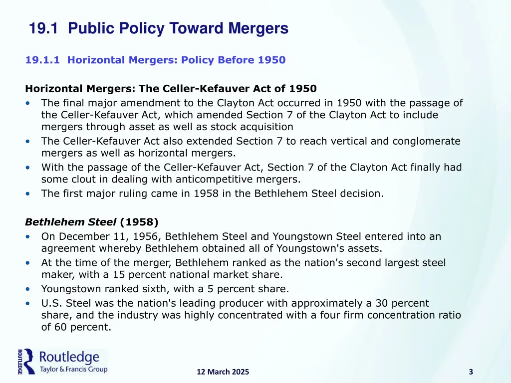 19 1 public policy toward mergers 1
