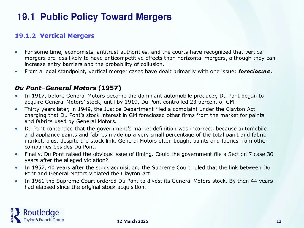 19 1 public policy toward mergers 11