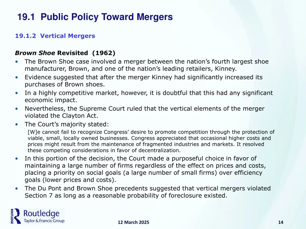 19 1 public policy toward mergers 12