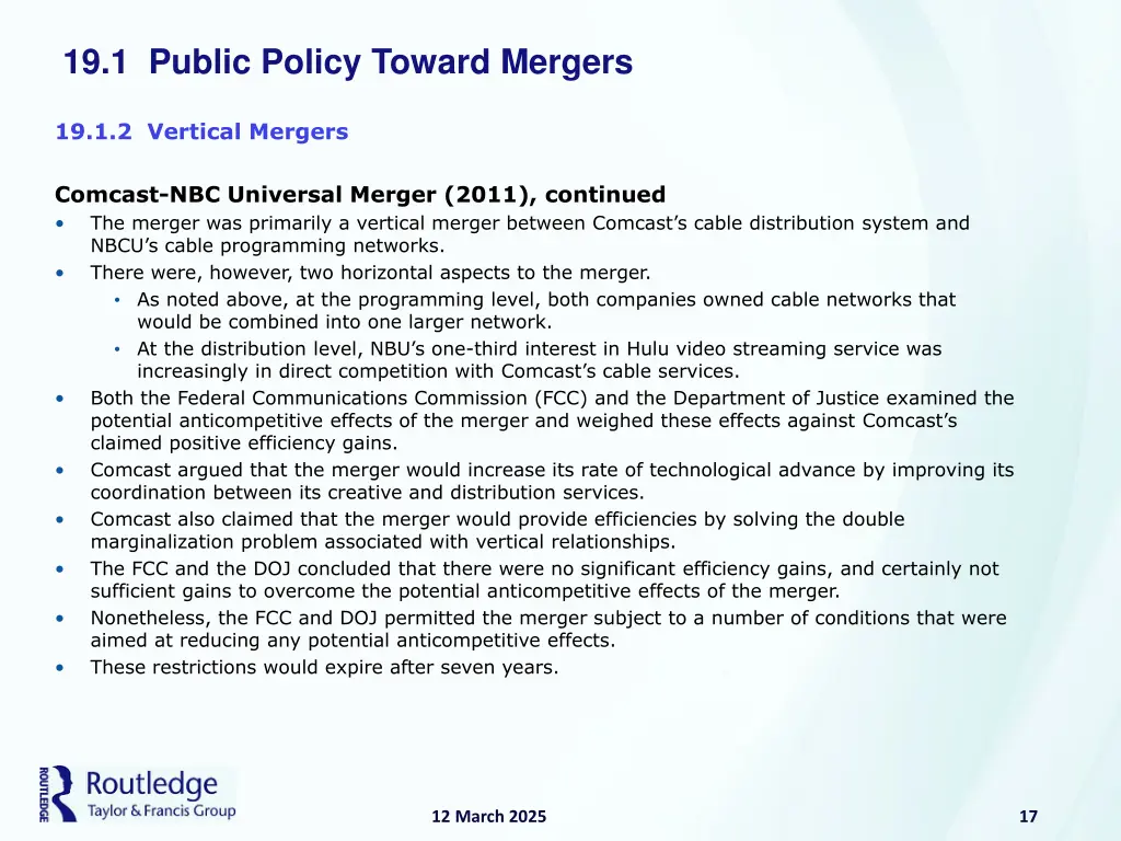 19 1 public policy toward mergers 15