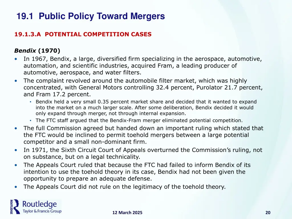19 1 public policy toward mergers 18