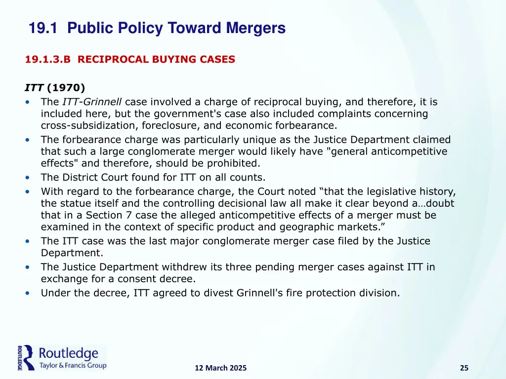 19 1 public policy toward mergers 23