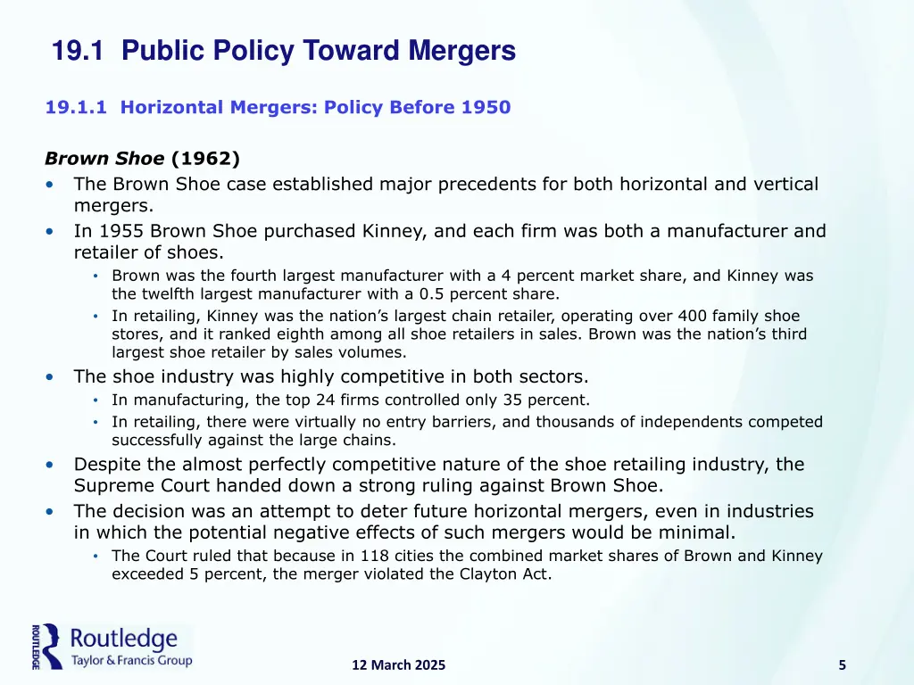 19 1 public policy toward mergers 3