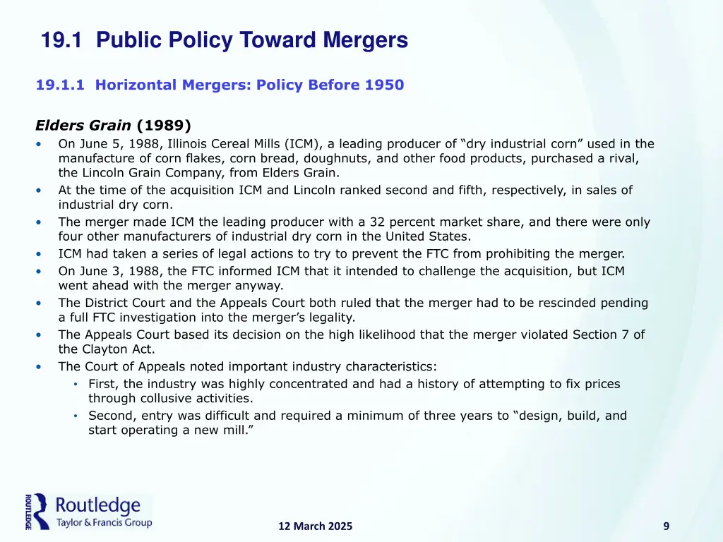 19 1 public policy toward mergers 7