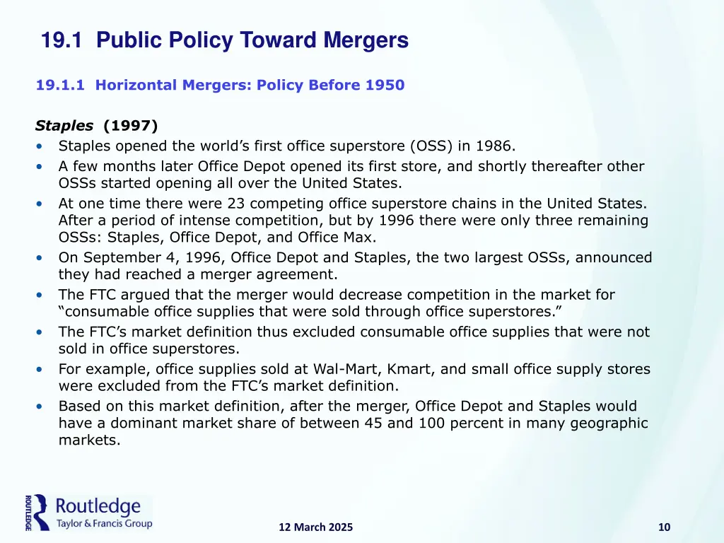 19 1 public policy toward mergers 8