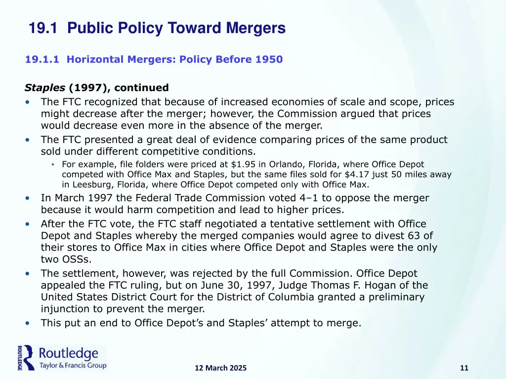 19 1 public policy toward mergers 9