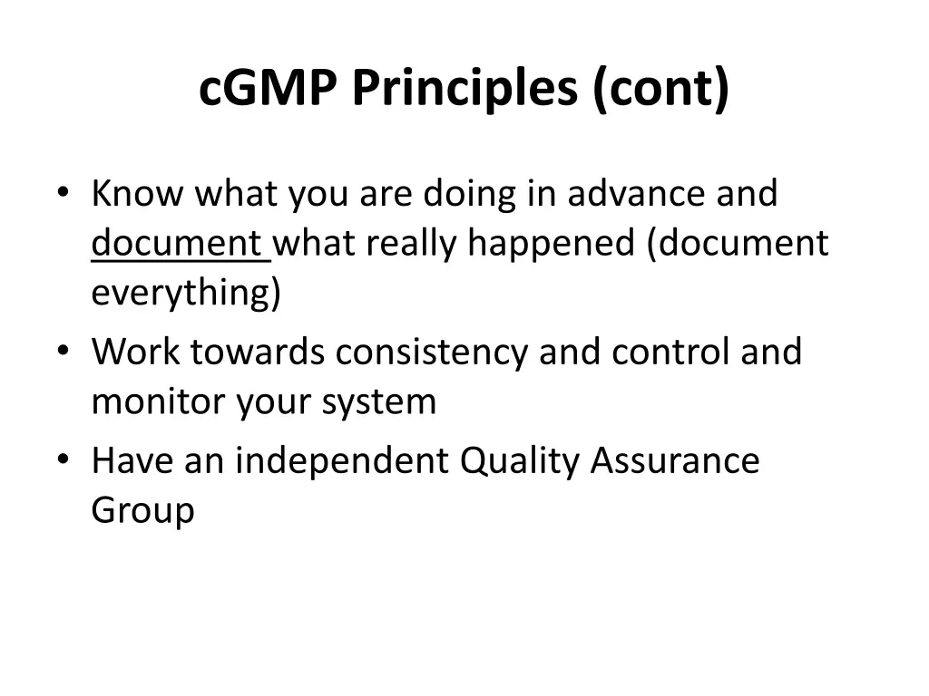 cgmp principles cont
