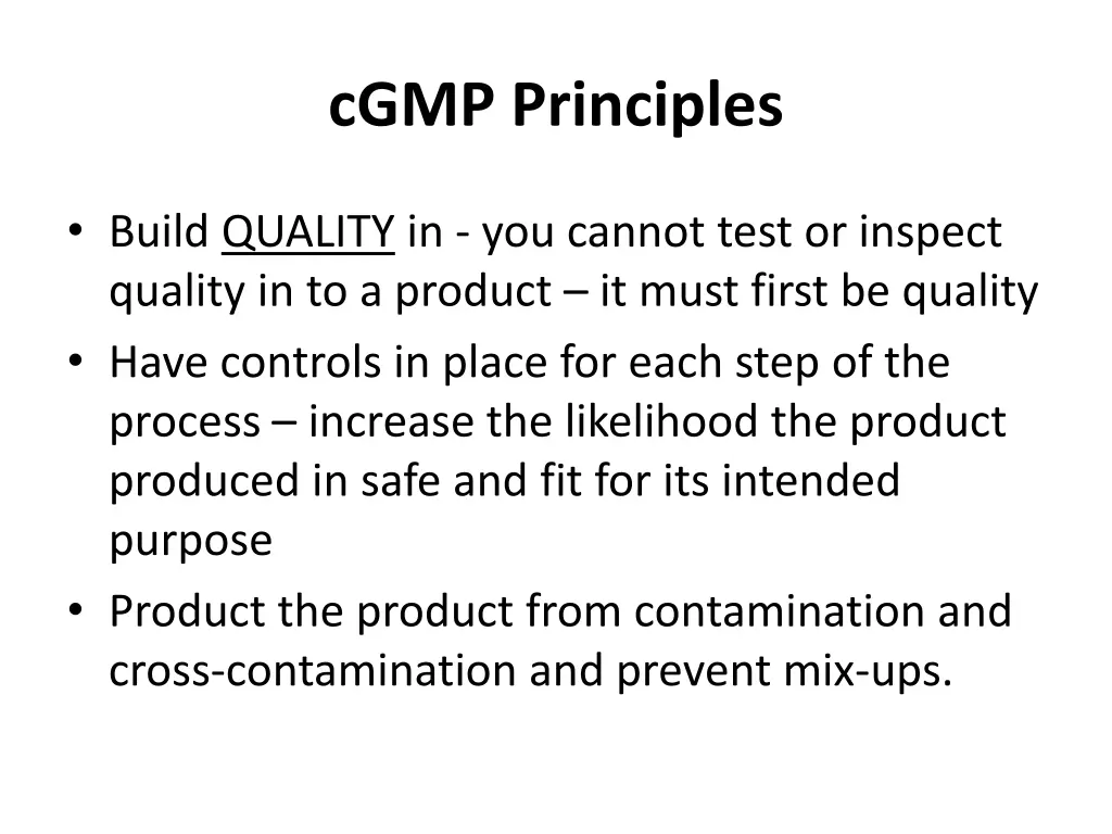 cgmp principles