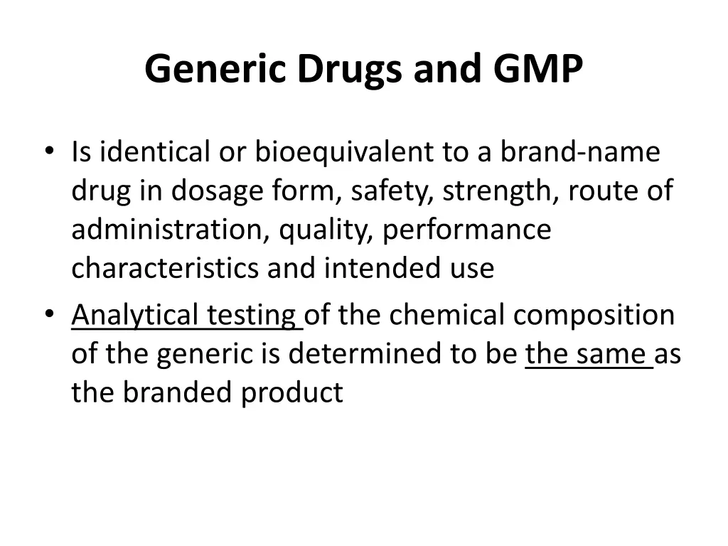 generic drugs and gmp