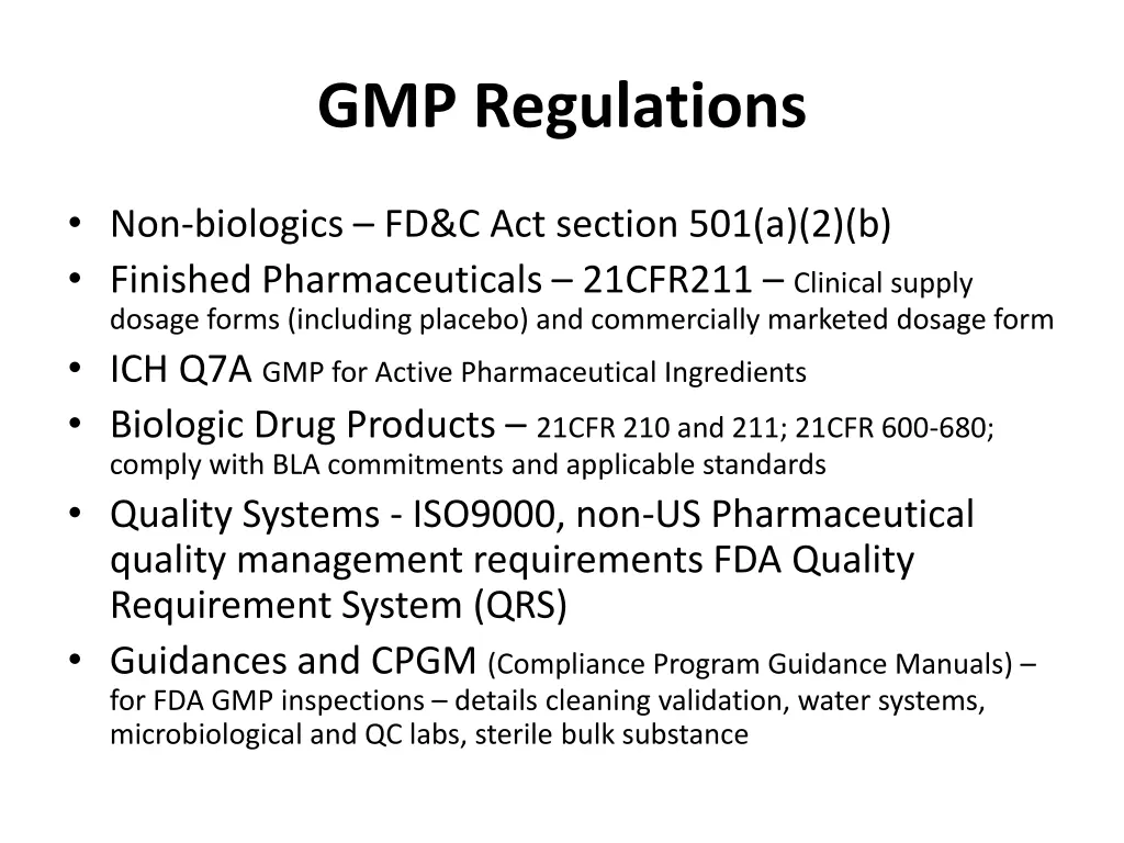 gmp regulations