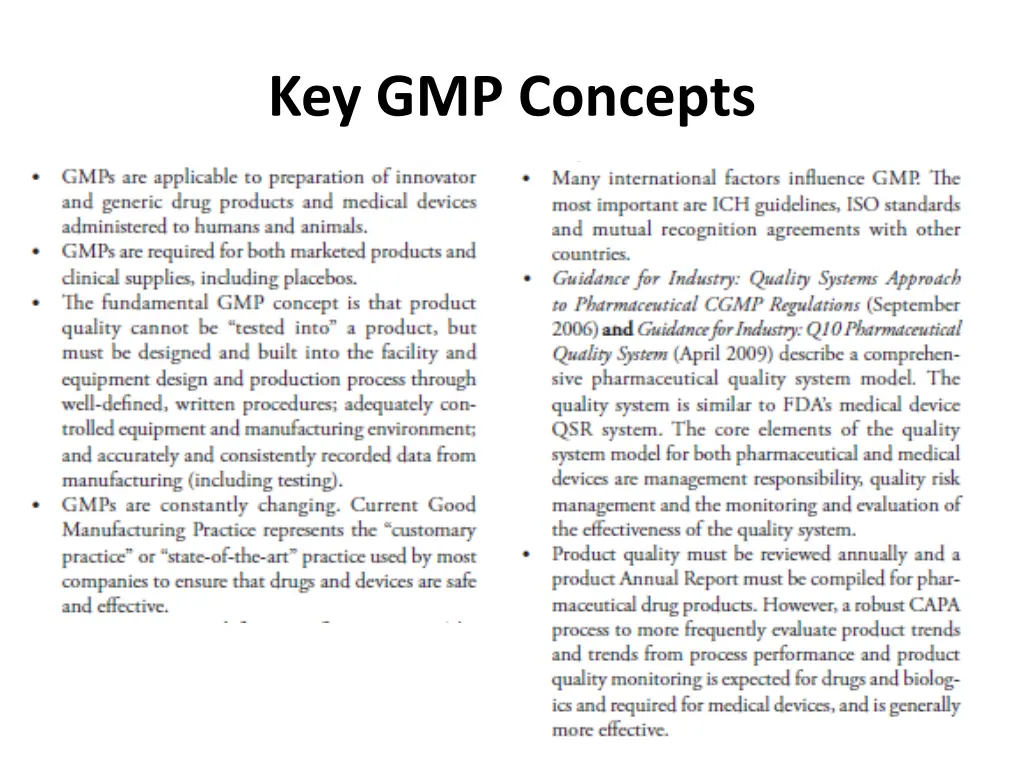 key gmp concepts