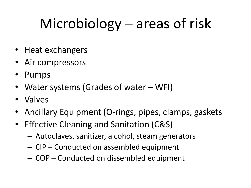 microbiology areas of risk