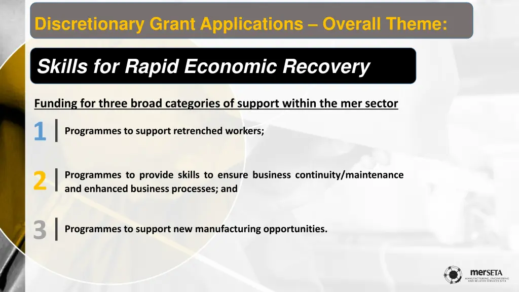 discretionary grant applications overall theme