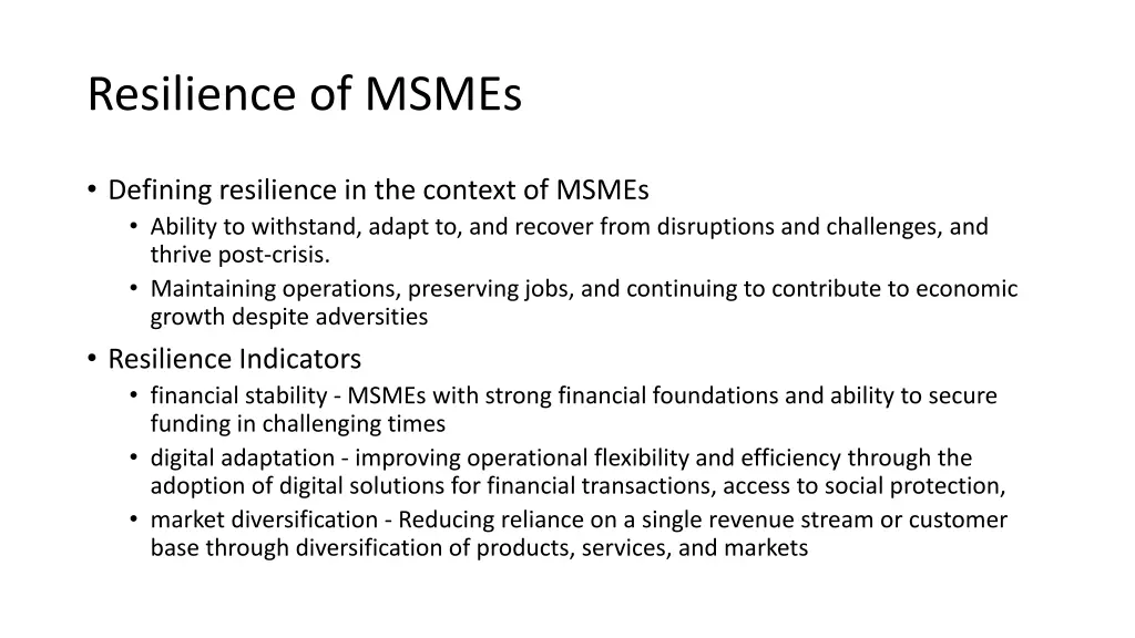 resilience of msmes
