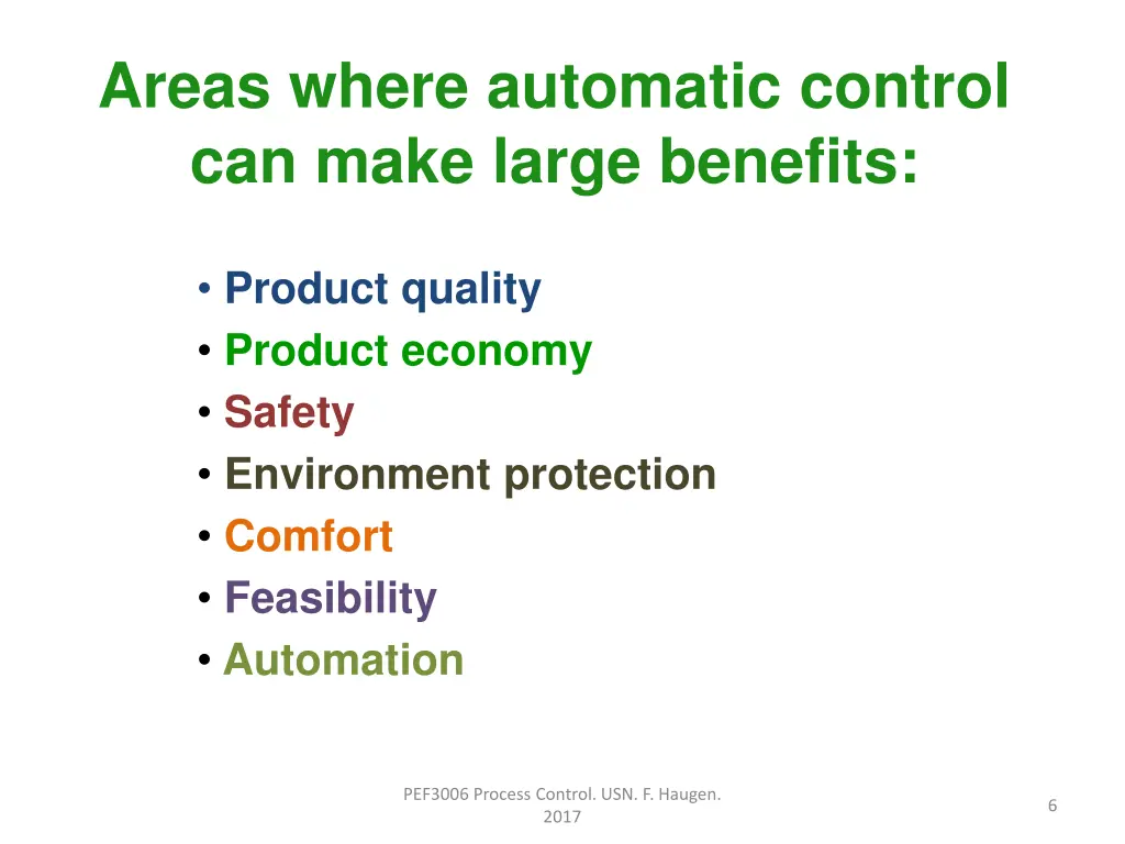 areas where automatic control can make large