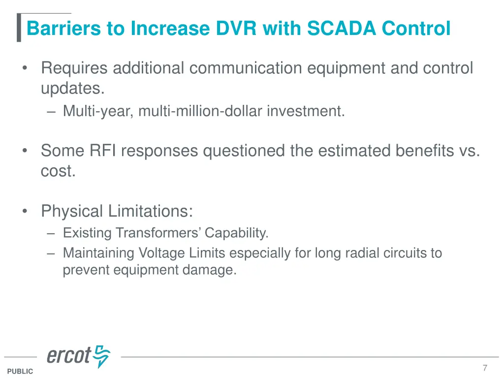 barriers to increase dvr with scada control
