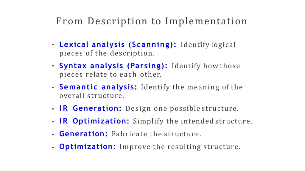 from description to implementation