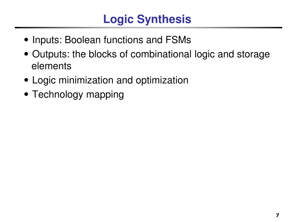 logic synthesis 1