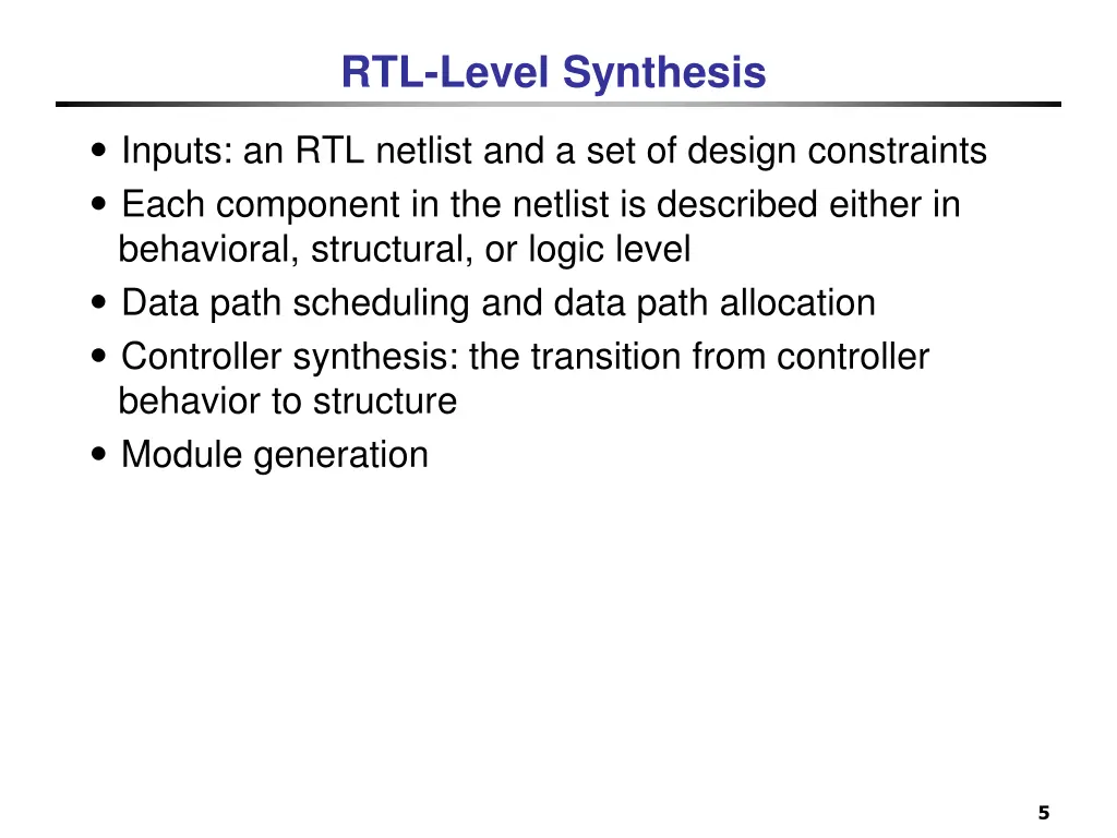 rtl level synthesis