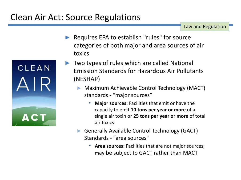 clean air act source regulations