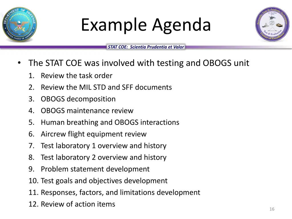 example agenda