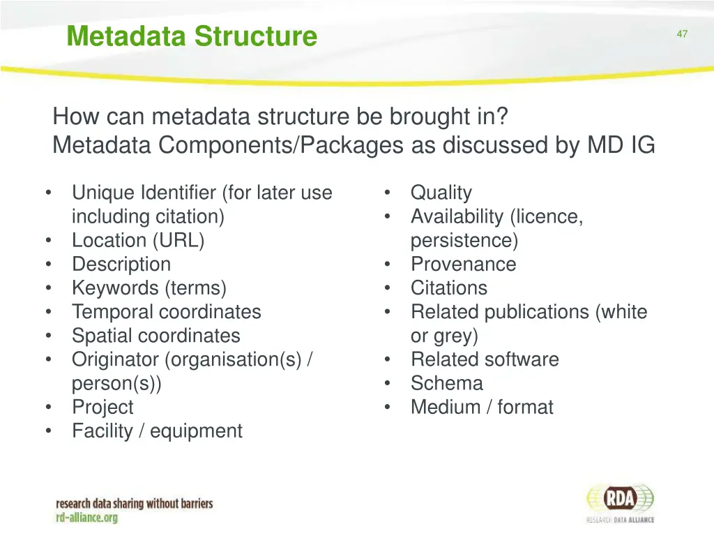 metadata structure