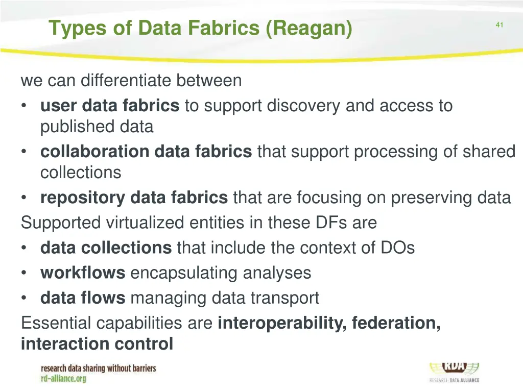 types of data fabrics reagan