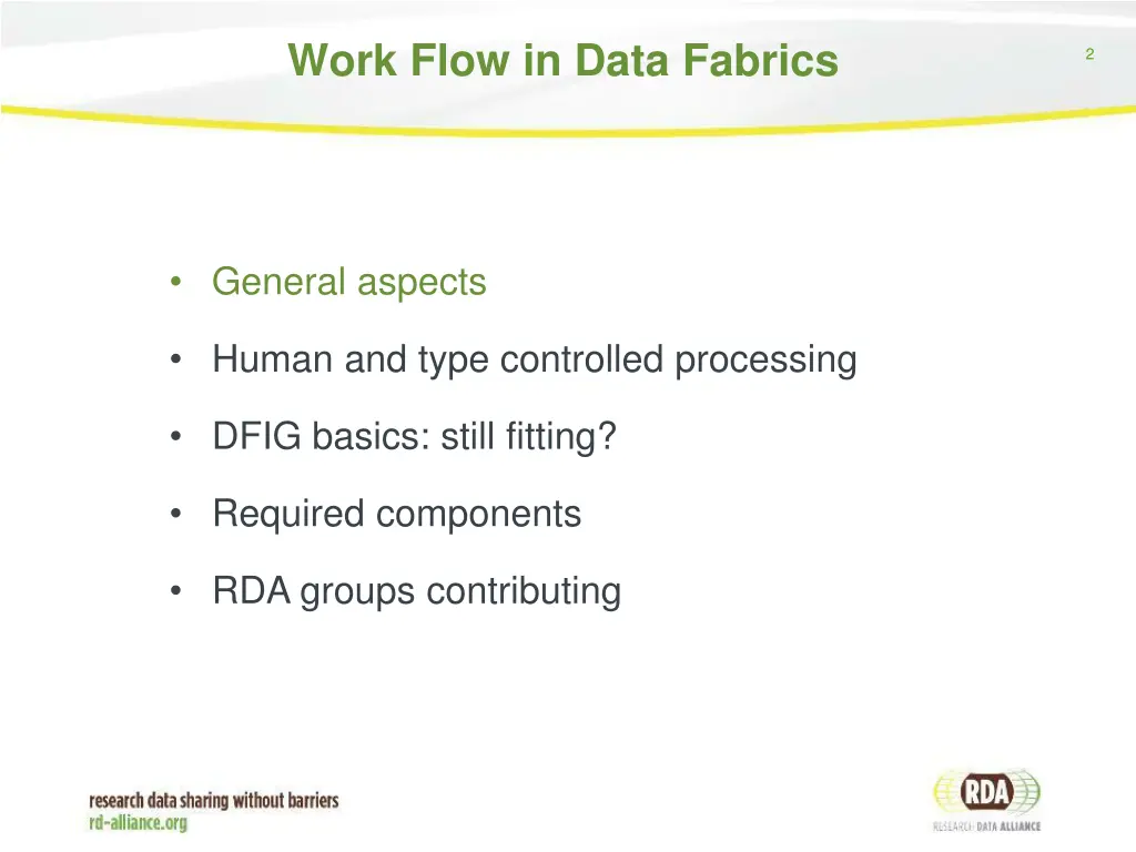 work flow in data fabrics