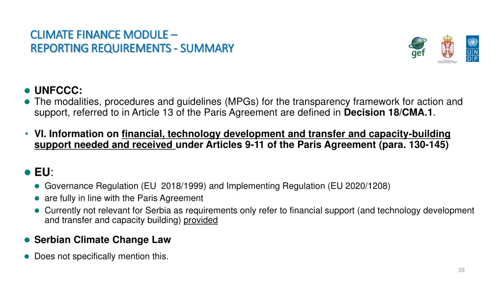 climate finance climate finance module reporting
