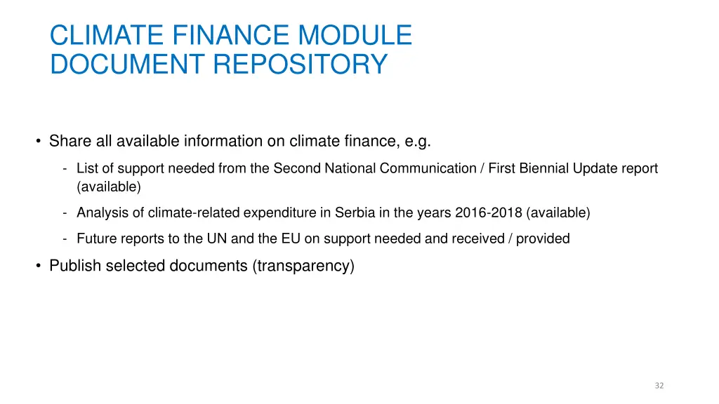 climate finance module document repository