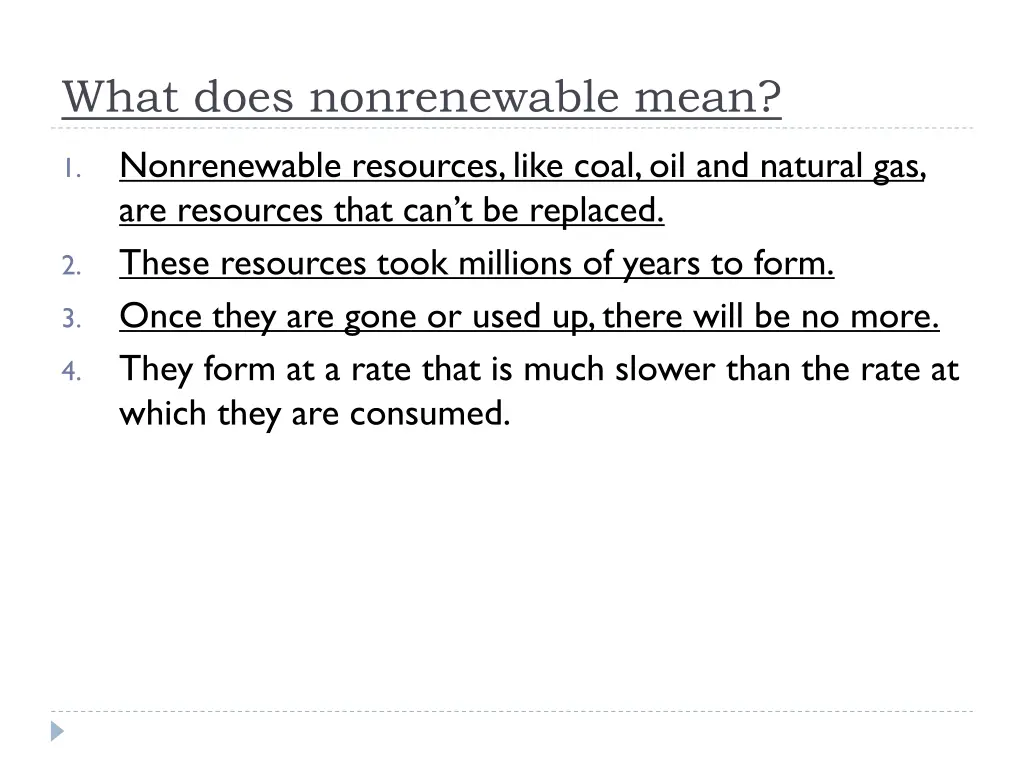 what does nonrenewable mean