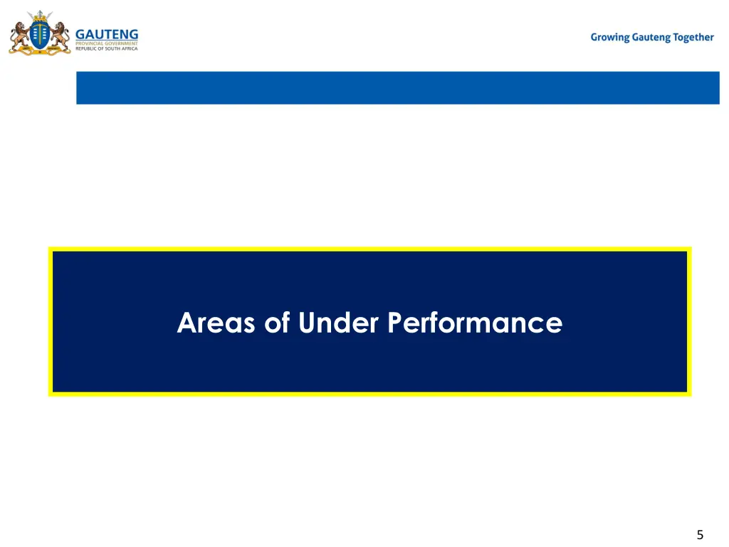 areas of under performance
