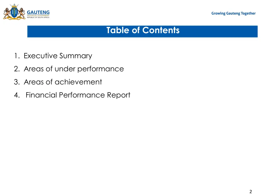 table of contents