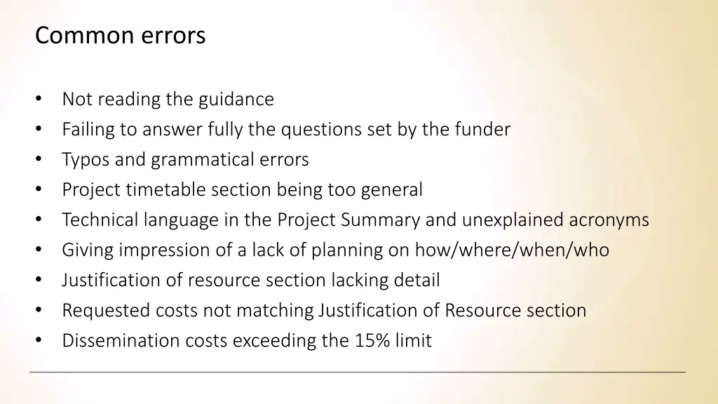 common errors