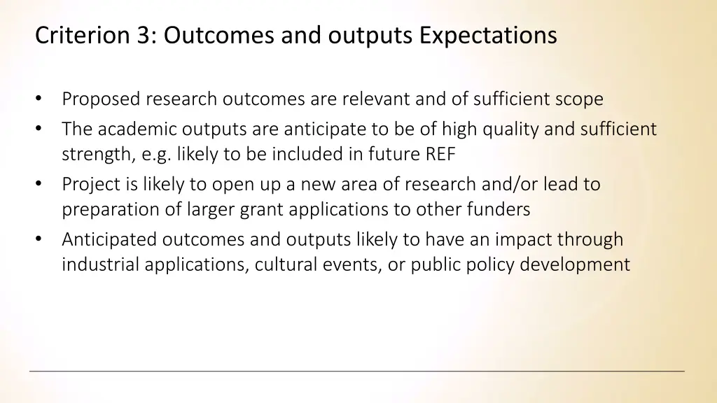 criterion 3 outcomes and outputs expectations