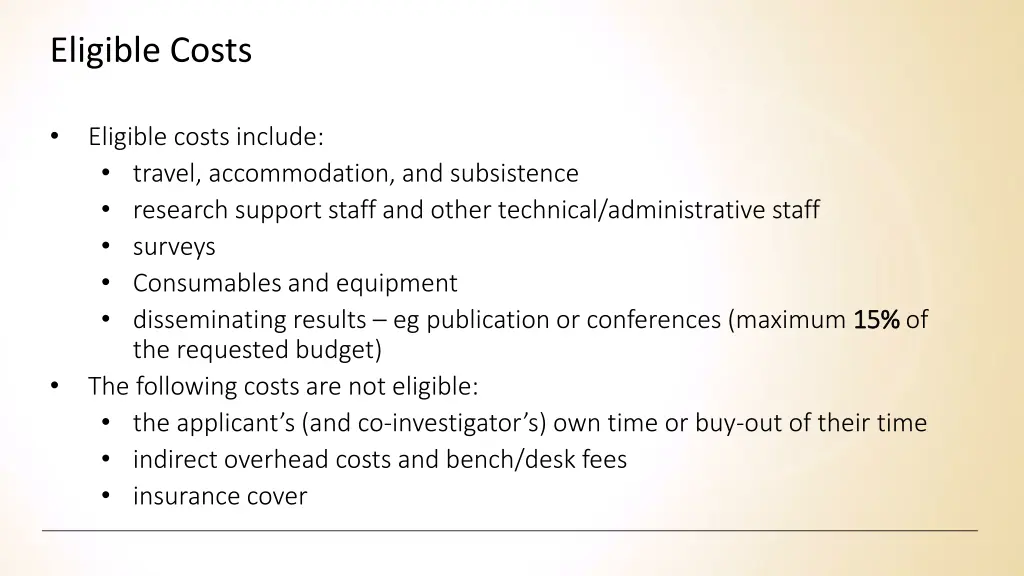 eligible costs