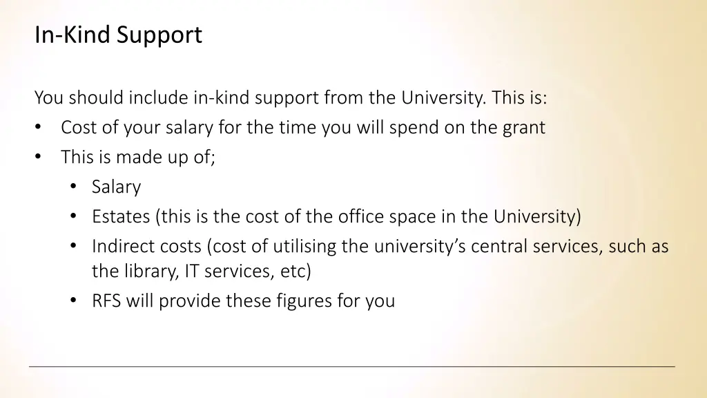 in kind support