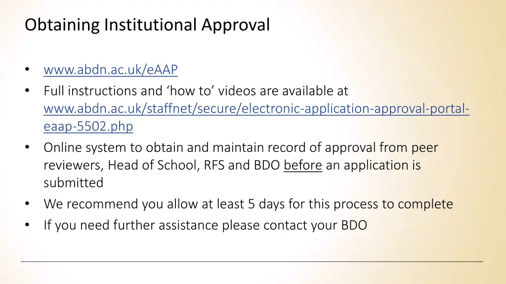 obtaining institutional approval