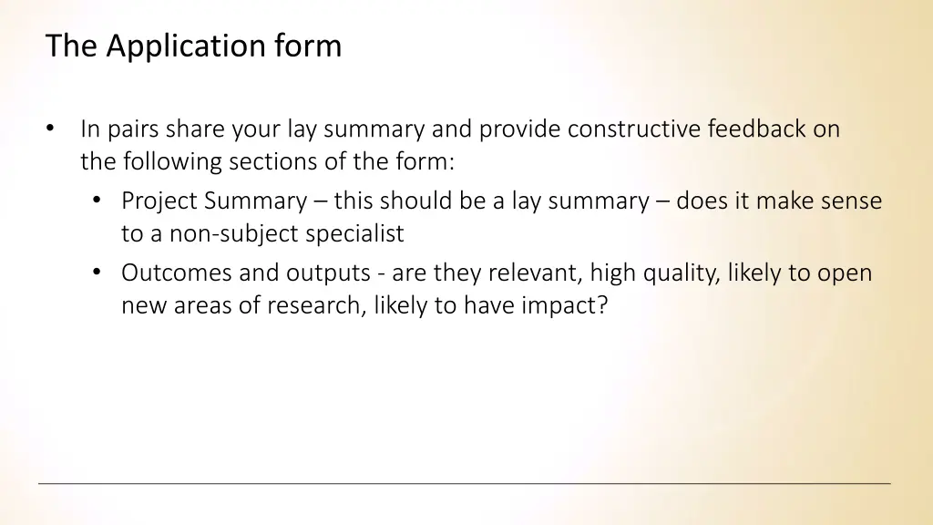 the application form